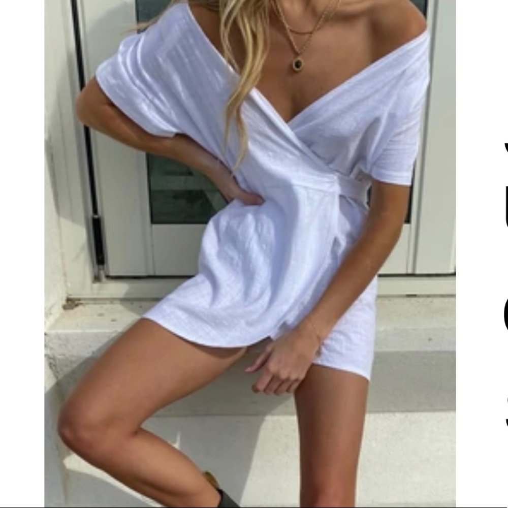 Princess Polly Wrapped Cotton Linen Mini Dress